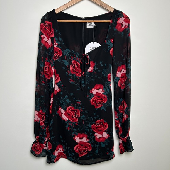 Princess Polly Dresses & Skirts - Princess Polly Dress NWT Bayford Long sleeve Mini Size 2 XS Rose Fairygoth